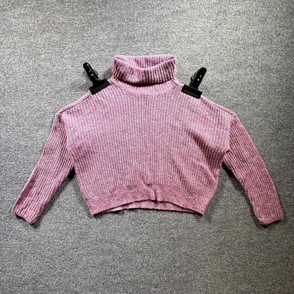 Lucky Brand Purple Ribbed Knit Turtleneck Cropped Sweater Womens Medium 7WP5169